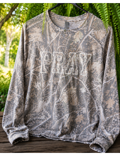 Camo Pray Embroidered Long Sleeve