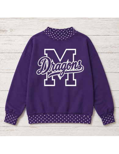Game Day Dots Mock Neck Sweatshirt--DRAGONS