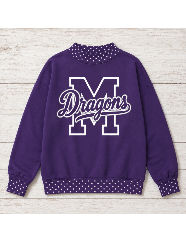 Game Day Dots Mock Neck Sweatshirt--DRAGONS