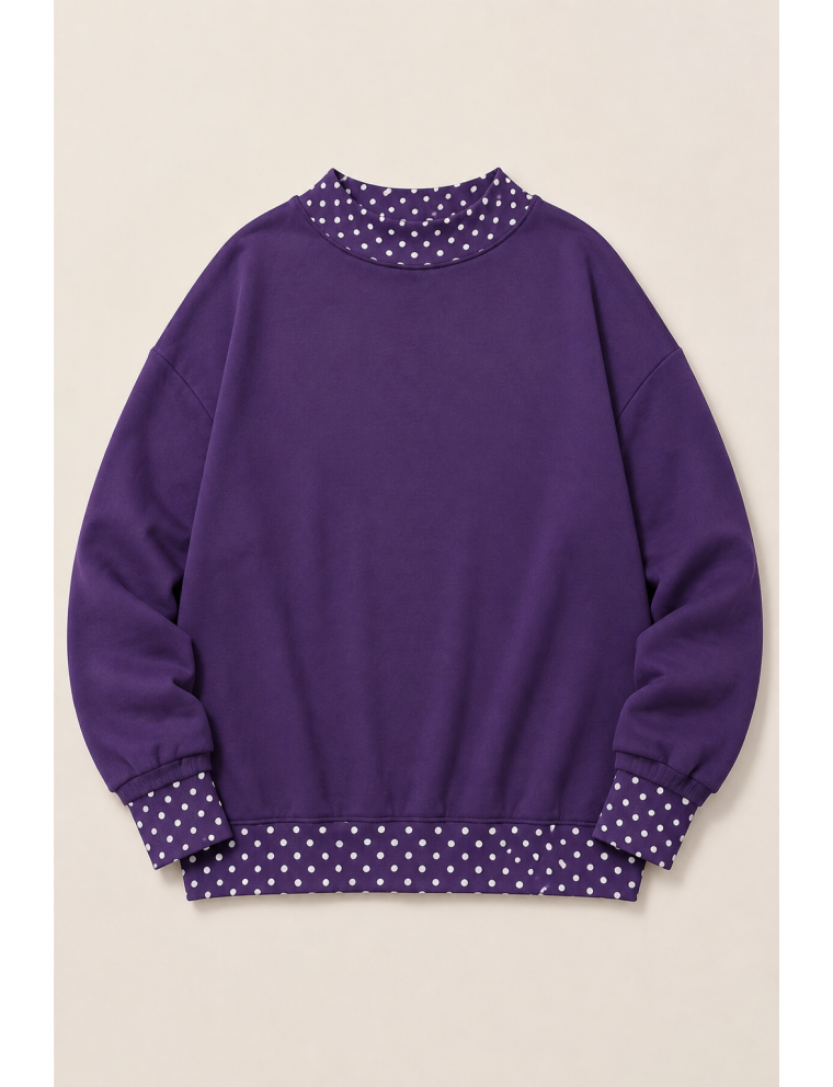 BLANK -- Polka Dot Sweatshirt Purple