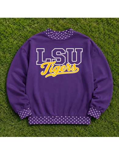 Game Day Dots Mock Neck Sweatshirt--LSU