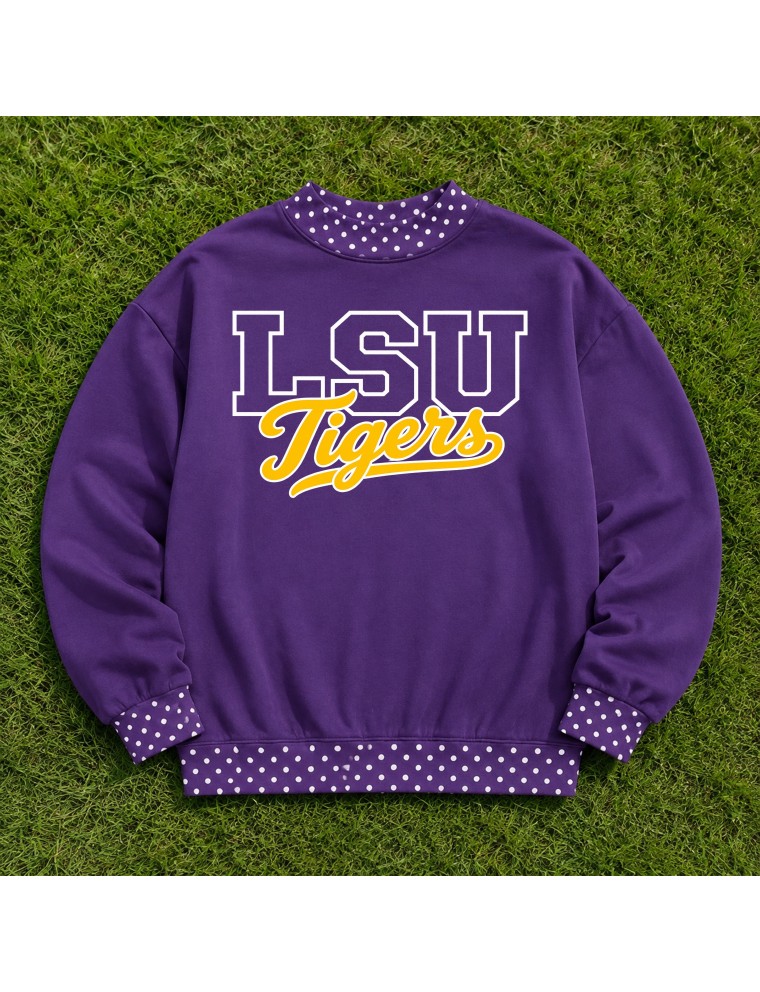 Game Day Dots Mock Neck Sweatshirt--LSU