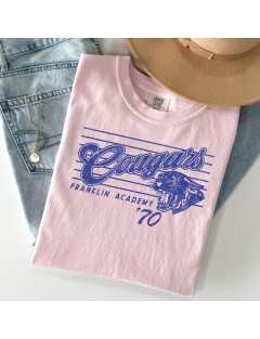 Franklin Academy '70 Vintage Cougar  Tee--Pink
