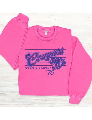 Franklin Academy '70 Vintage Cougar  Tee--Pink